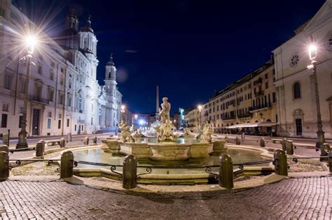 Premium Photo | Night view, piazza navona, rome. italy