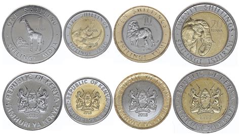 Coin Kenya Set of 4 coins - 1, 5, 10, 20 Shillings - 2018 - UNC