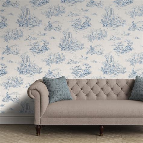 Blue Toile De Jouy Wallpaper