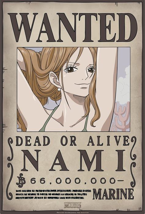 Cuisine et Maison Poster sur toile One Piece Nami Bounty Wanted Anime ...