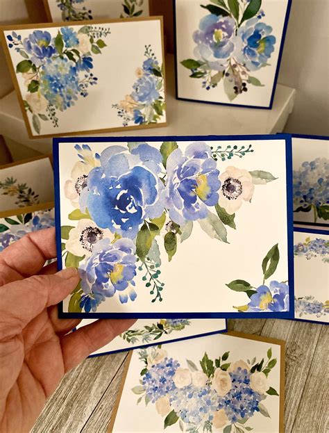 Watercolor Hydrangea Note Cards/stationary Note Cards/10 Pack Note ...