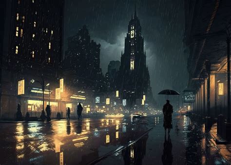 'noir cityscape' Poster, picture, metal print, paint by Tomasz Podlak ...