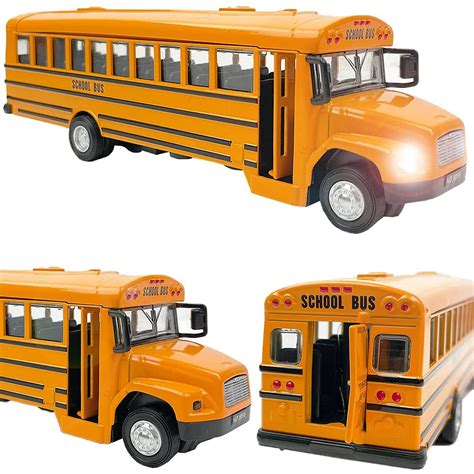 Buy Diecast Yellow School Bus Model Toy | 8" Pullback Die Cast Metal ...