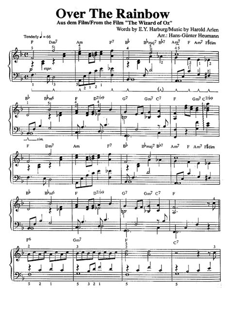 OVER THE RAINBOW Easy Piano Sheet music | Easy Sheet Music