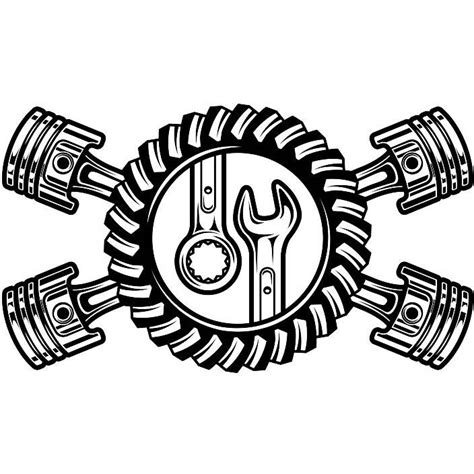 Mechanic Logo #23 Pistons Crossed Motor Engine Gear Wrench Tool Auto ...