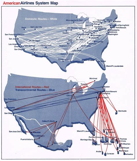 American Airlines January 15, 1980 Route Map | Route map, American ...