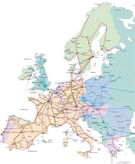 Mapa de trenes en Europa