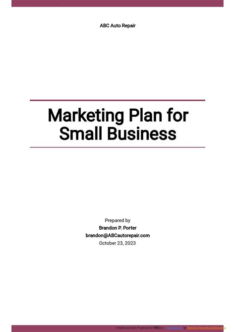 Free Simple Marketing Plan Template for Small Business - Google Docs ...