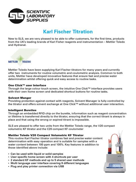 KF Titration Promo 042010 | PDF | Titration | Chemistry