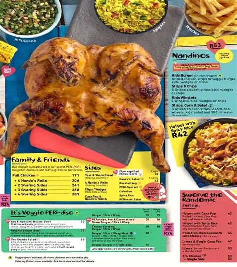 Menu at Nando's V&A Waterfront restaurant, Cape Town, Shop FC01