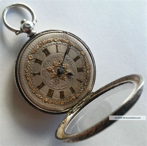 Antique Swiss Solid Silver Pocket Fob Watch, Ornate Dial Open Face Key ...