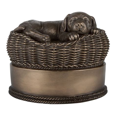 Perfect Memorials Large Bronze Dog in Basket Cremation Urn | Cat urns ...