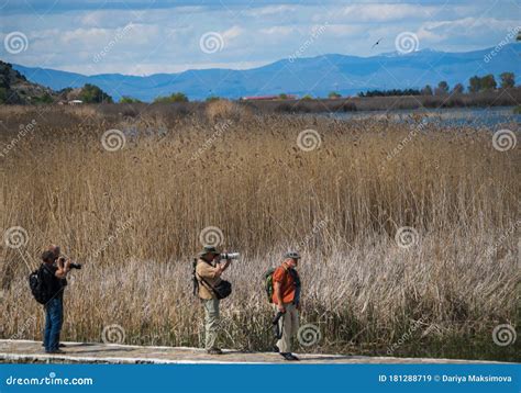 Photographers on Prespa Lake Photographing Birds with Telephoto Lenses ...