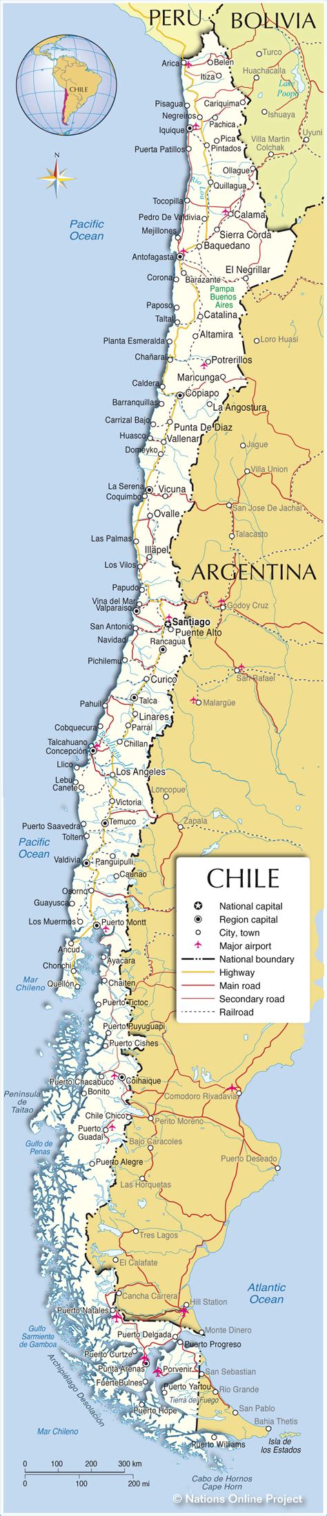 Political Map of Chile - Nations Online Project