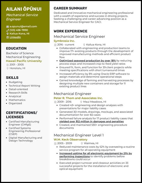 11 Mechanical Engineer Resume Examples Built for 2024