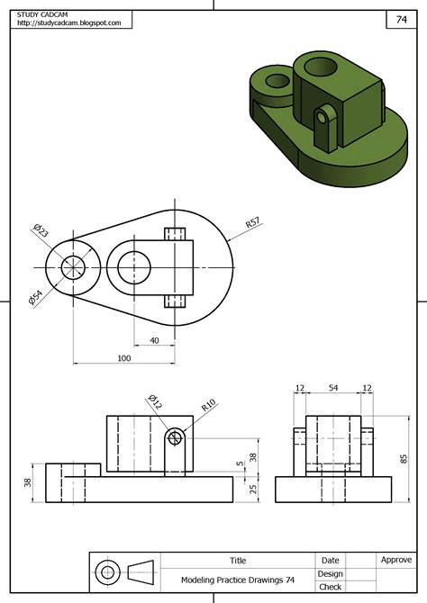 Pin by STUDYCADCAM on 3D Modeling Practice | Cad drawing, Autocad ...