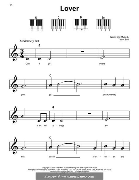 Lover by T. Swift - sheet music on MusicaNeo