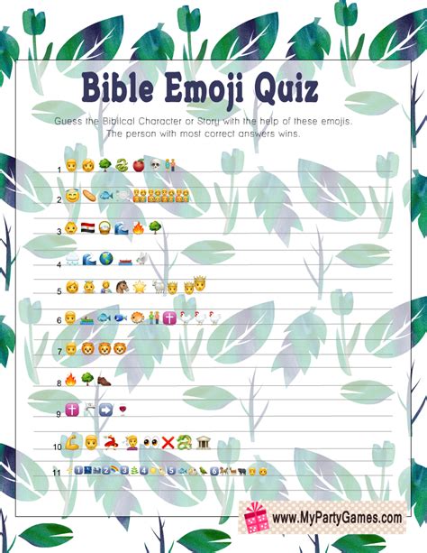 Free Printable Bible Emoji Quiz with Answer Key