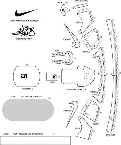 Papercraft Shoes Nike Air force 1 Paper Craft Papercraft Pinterest ...