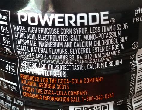 Powerade Nutrition Facts