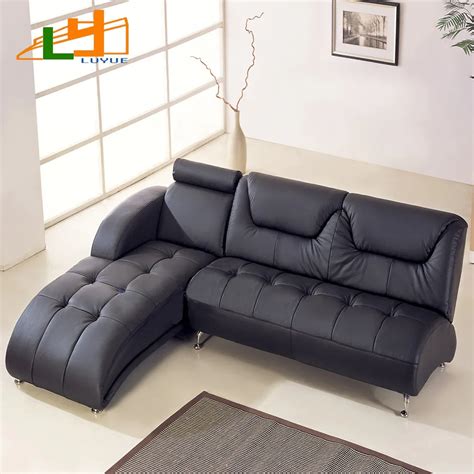 Small apartment L shaped corner sofa leather sofa modern Chinese Foshan ...