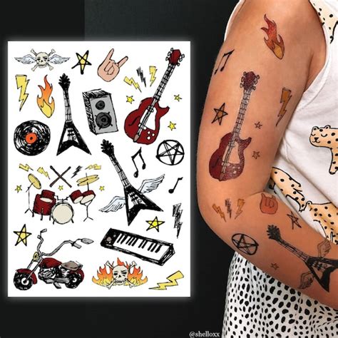 Rock'n'Roll Kid's Temporary Tattoo Transfers. Rockstar Costume Body ...