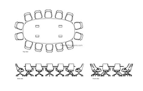 Large Round Conference Table - Free CAD Drawings