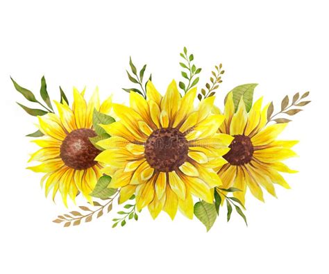 Sunflower watercolor for wedding clipart Sunflower clipart with floral ...