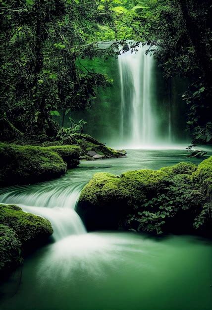 Premium Photo | Horizontal shot of a untouched beautiful waterfall with ...