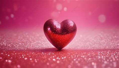 Beautiful 3d Heart On Pink Glitter Background, 3d Heart, Love, Heart ...