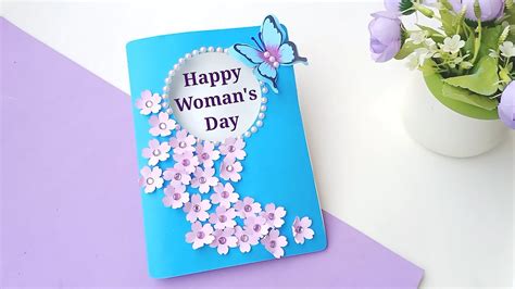 Women's day handmade greeting card | How to make handmade easy card for ...