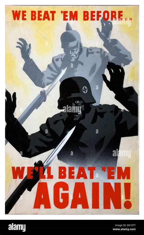 WW2 British slogan propaganda poster of German soldier surrendering ...