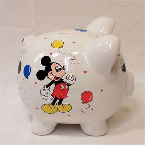 Personalized Piggy Bank with Mickey Mouse and Balloons | Etsy