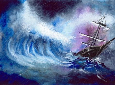 Ship storm stock illustration. Illustration of abstract - 14593339