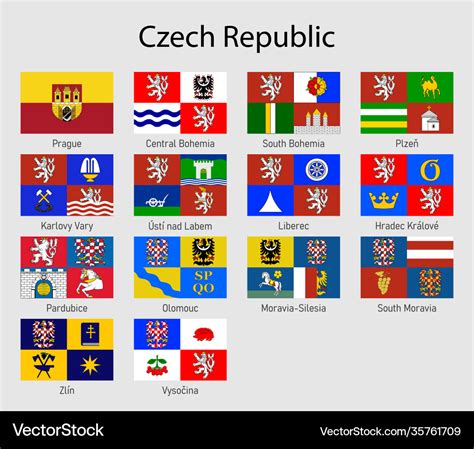 Flags provinces czech republic all Royalty Free Vector Image