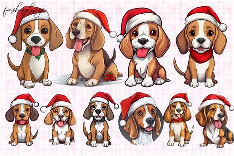 Cute Beagle Christmas Clipart Graphic by FonShopDesign · Creative Fabrica