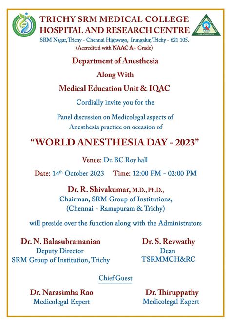 World Anaesthesia Day - 2023 - MCHRC SRM Trichy