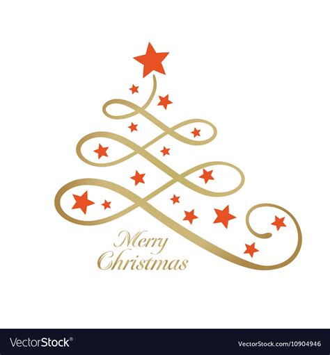 Merry christmas tree stylized line art Royalty Free Vector