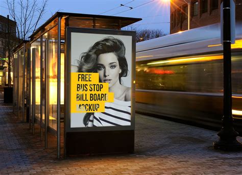 Free Outdoor Advertising Bus Stop Billboard Mockup PSD Files | Outdoor ...