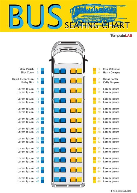 School Bus Seat Chart