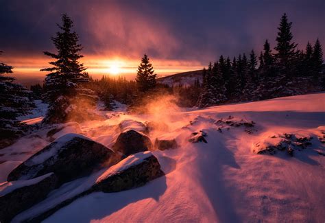 Winter Snow Sunset Wallpaper,HD Nature Wallpapers,4k Wallpapers,Images ...