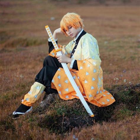 Demon Slayer: Kimetsu no Yaiba Zenitsu Agatsuma Cosplay Costume ...