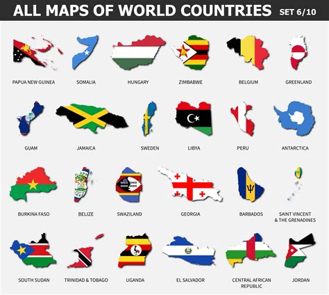 All maps of world countries and flags . Set 6 of 10 . Collection of ...