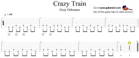 Crazy Train - Ozzy Osbourne - guitar tab Guitar Tabs And Chords, Easy ...