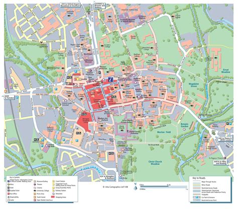 Detailed map of Oxford for print or download | Oxford city, Oxford map ...