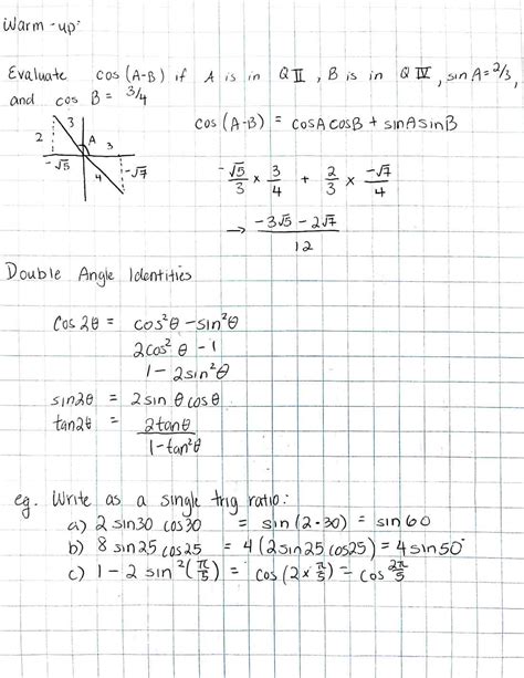 Double Angle Identities – Mr. Shen's PreCalc 12 class