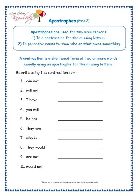 Free Printable Apostrophe Worksheets