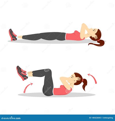 Woman Doing Crunches in the Gym. Belly Burn Stock Vector - Illustration ...