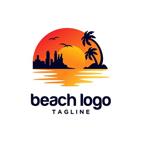 Beach Sunset Logo Design Vector Illustration 6753219 Vector Art at Vecteezy