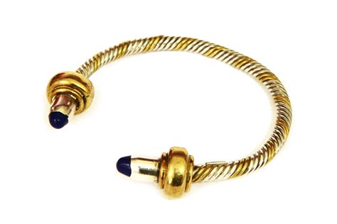 Twisted Cable Bracelet Sterling Silver & Gold Cuff Bangle